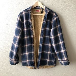 Wrangler Teddy Fleece Lined Plaid Button Down